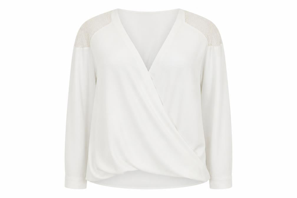 River Island Women's Ivory Lace Wrap Blouse Size 22