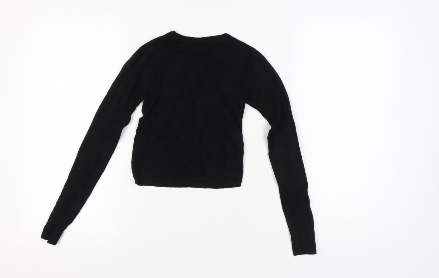 Pull&Bear Women’s Black XS Cropped Crew Neck Jumper