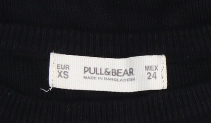 Pull&Bear Women’s Black XS Cropped Crew Neck Jumper