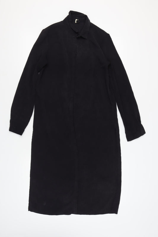 Topshop Women's Black Collared Shirt Dress - Size 12