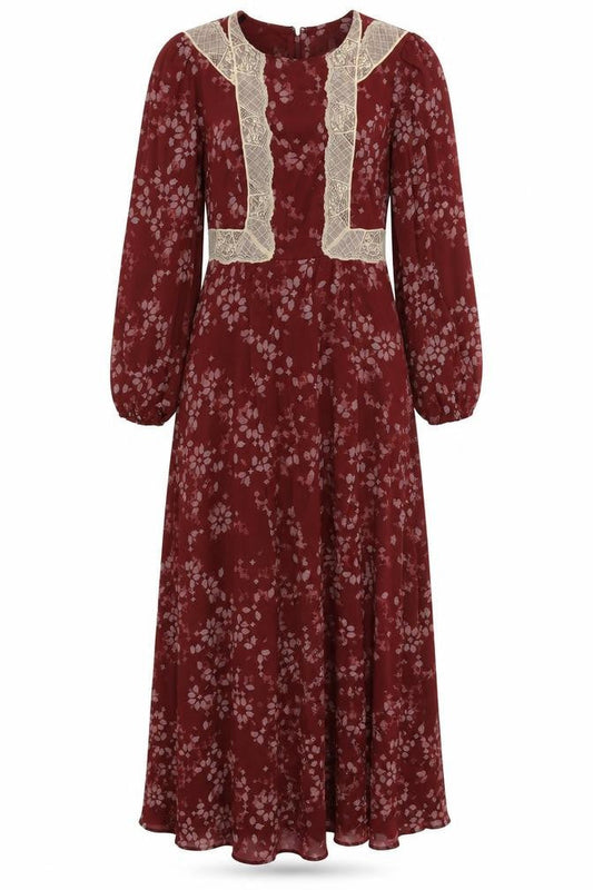 Marks & Spencer Women's Red Size 8 A-Line Long Floral Dress