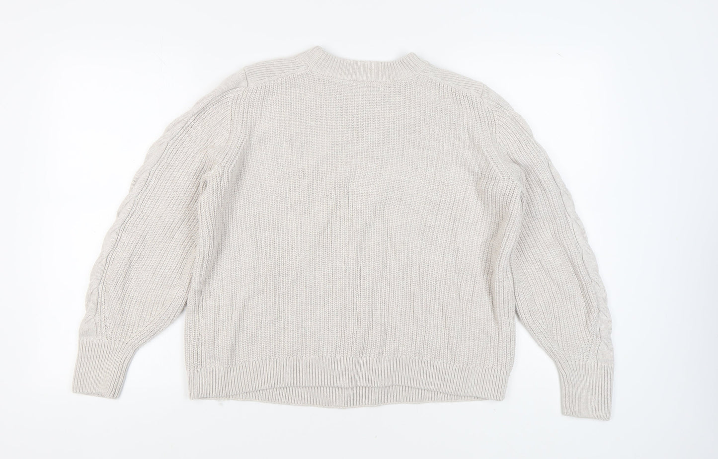 Marks and Spencer Women's Beige Cable-Knit Jumper, L