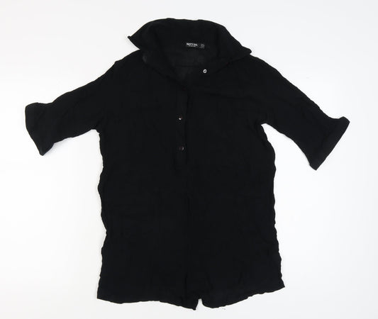 Nasty Gal Women's Black Collared Playsuit Size 10