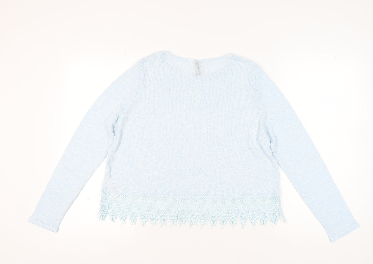 H&M Women's Blue Knit Jumper, Size L, Round Neck