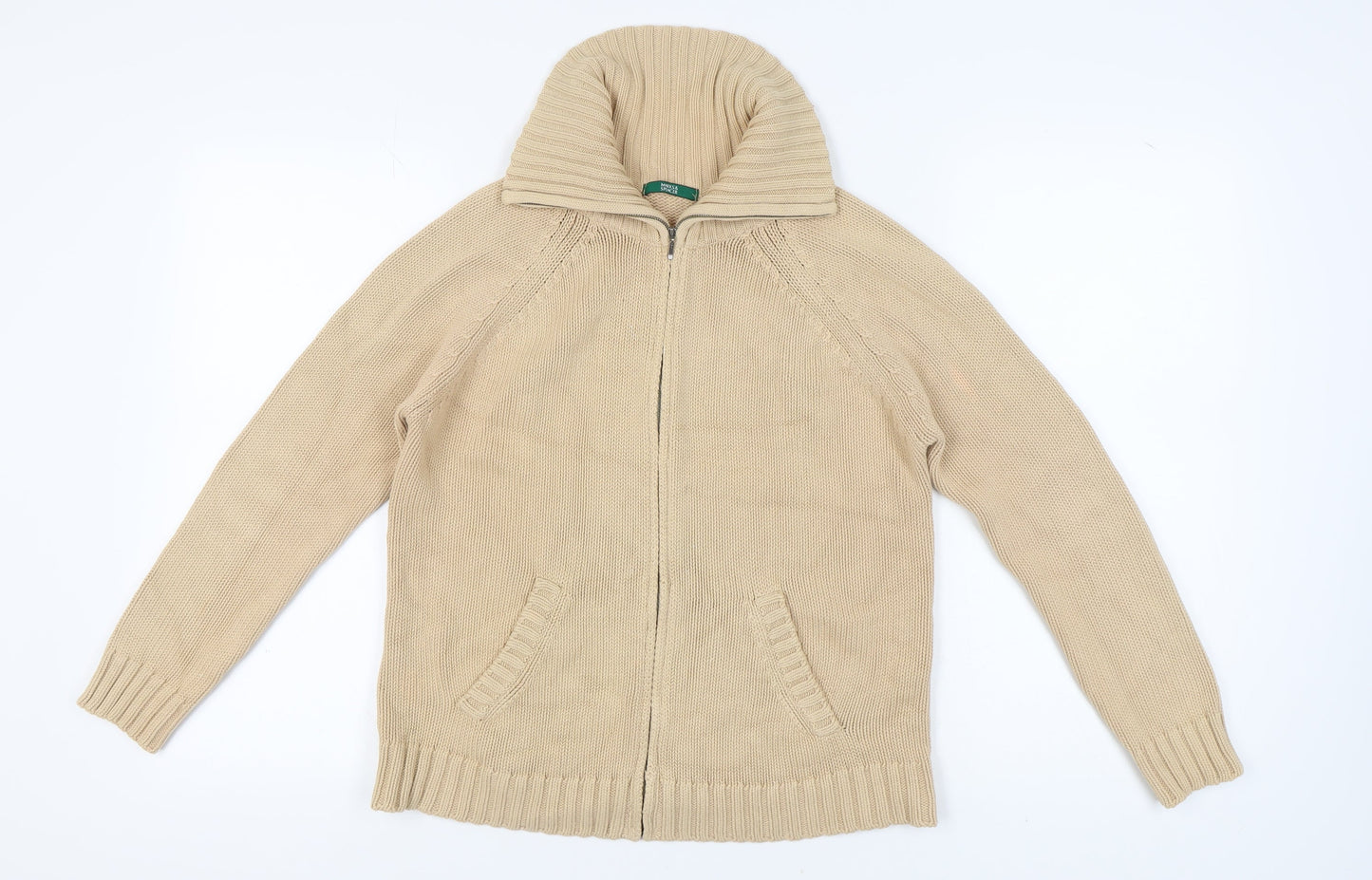 Marks and Spencer Women's Beige Full Zip Jumper Size 14