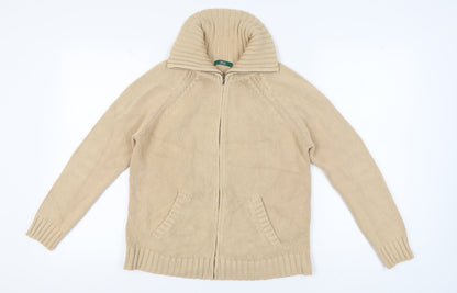 Marks & Spencer Women's Beige Full Zip Jumper Size 14