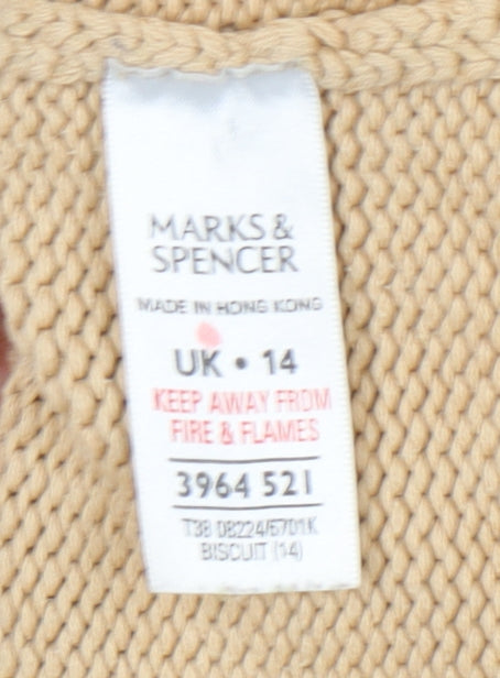 Marks and Spencer Women's Beige Full Zip Jumper Size 14