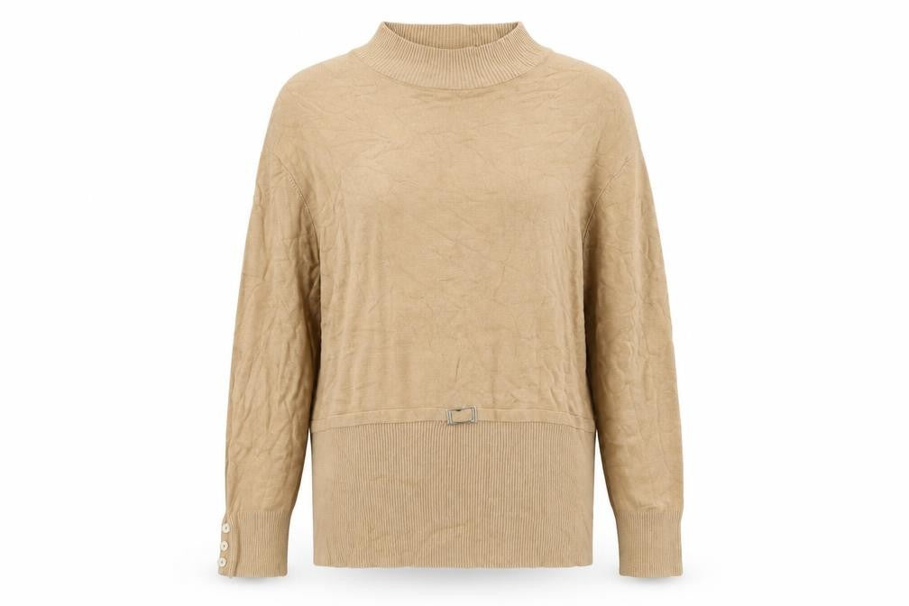 Klass Collection Women's Beige Mock Neck Jumper 2XL