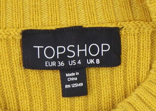 Topshop Women's Yellow Pullover Jumper, Size 8