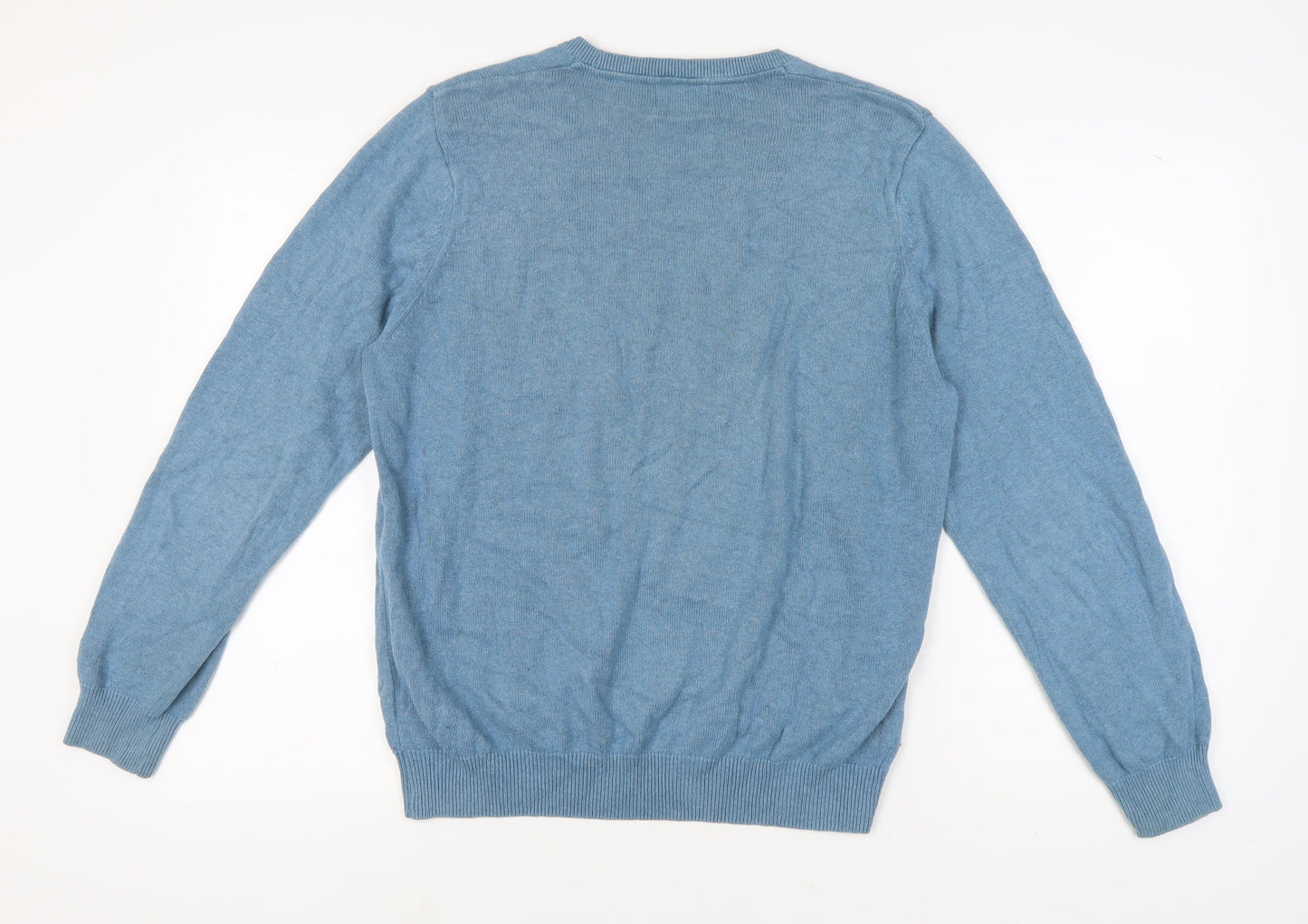 Marks and Spencer Men's Blue Cotton Pullover Jumper L