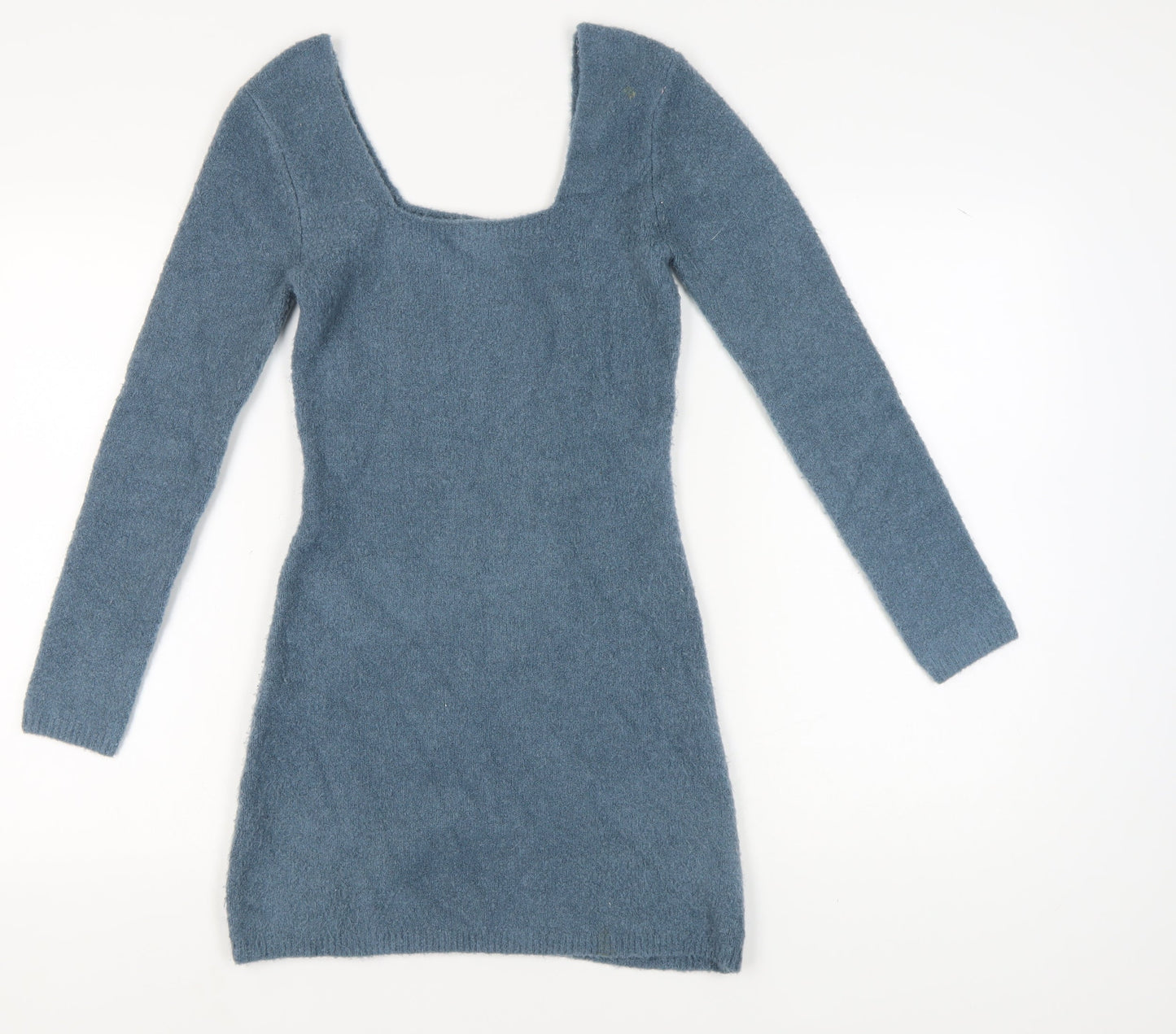 Zara Women Blue Bodycon Dress S Square Neck