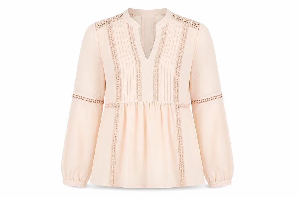 Marks & Spencer Women's Pink Lace V-Neck Blouse Size 10