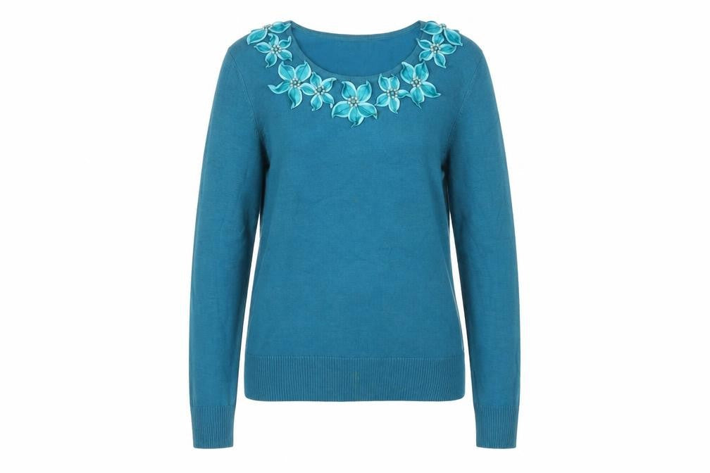 Next Women's Blue Embroidered Pullover Jumper L
