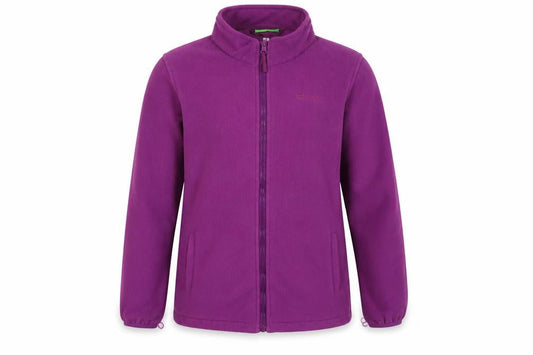 Front view of Mountain Warehouse girls’ purple fleece jacket, size 13