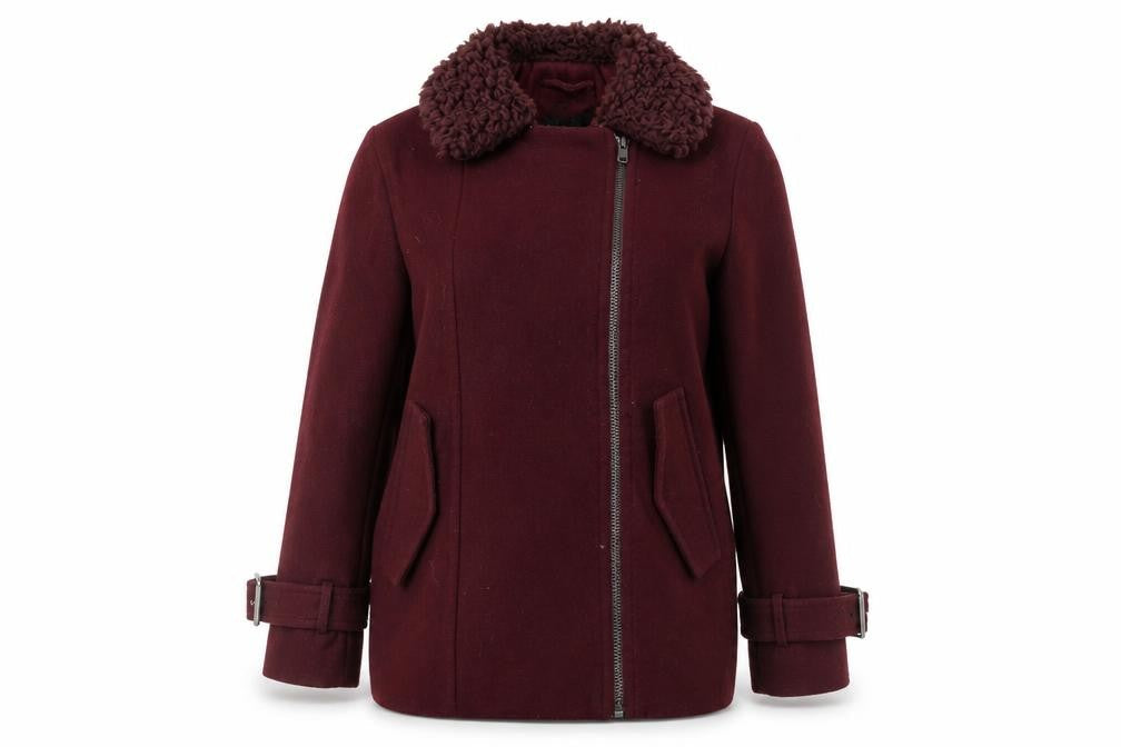 Monki Women's Red Belted Motorcycle Coat XS