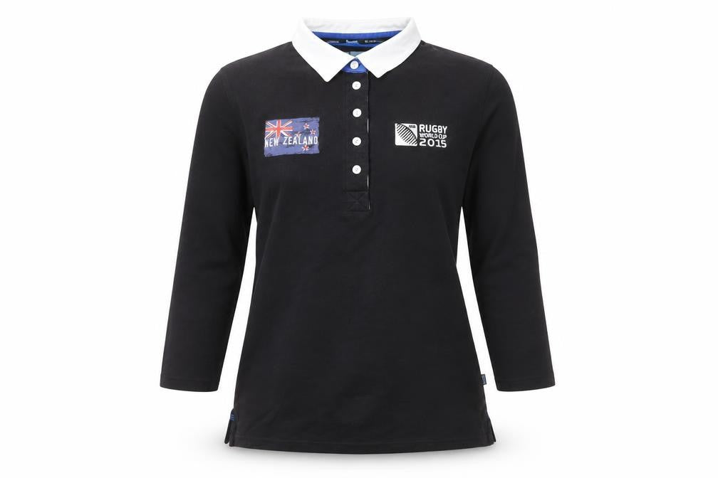 Sportfolio Unisex Black 3/4 Sleeve Rugby Polo Size 12
