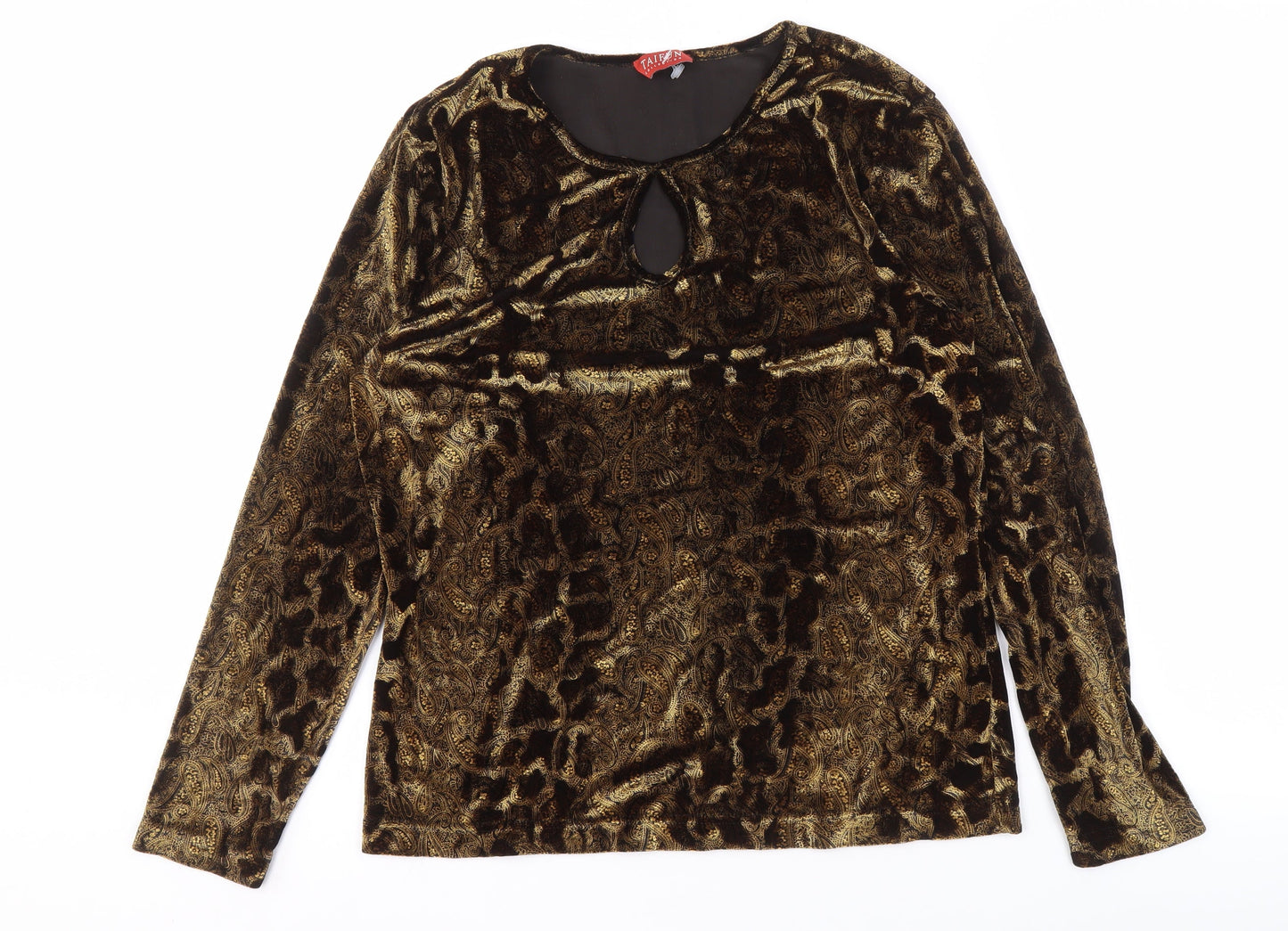 Taifun Women's Gold Paisley Velvet Blouse, Size 14