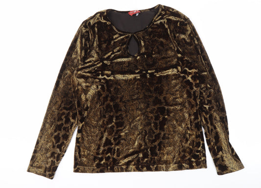 Taifun Women's Gold Paisley Velvet Blouse, Size 14