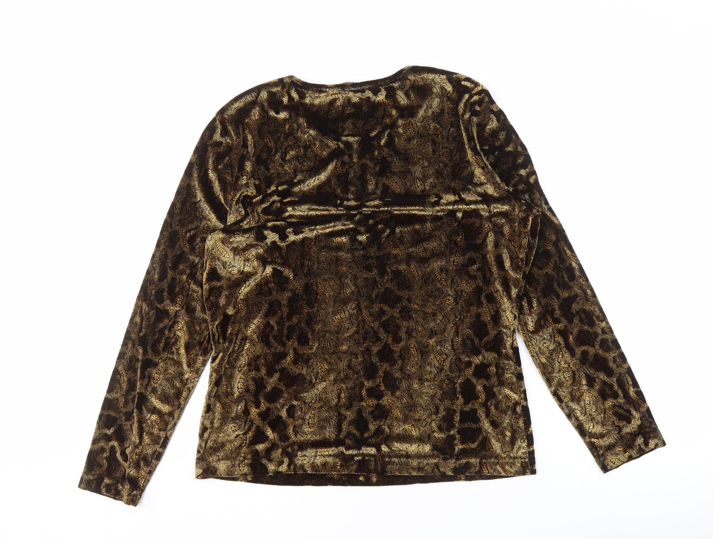 Taifun Women's Gold Paisley Velvet Blouse, Size 14