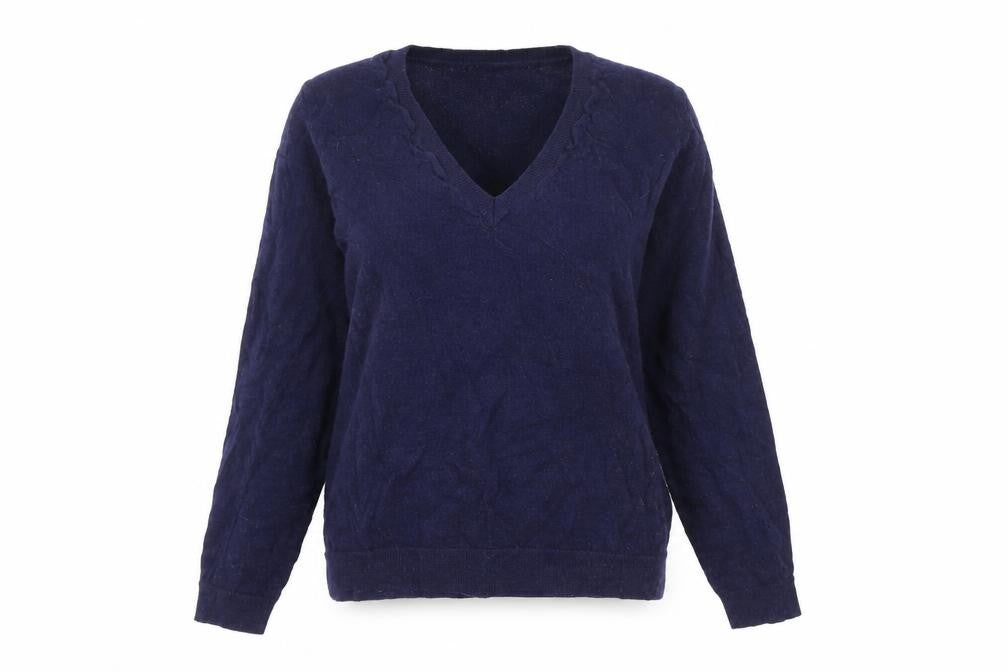Zara Women's Blue Wool V-Neck Pullover Jumper Size 10