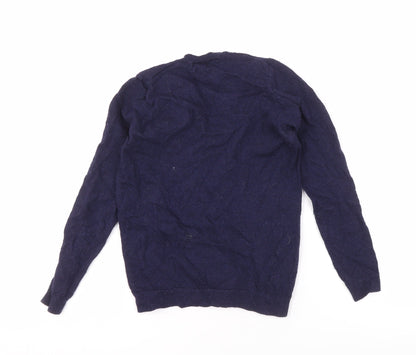 Zara Women's Blue Wool V-Neck Pullover Jumper Size 10