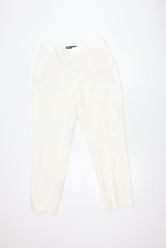Zara Women's White Trousers L - Classic & Chic