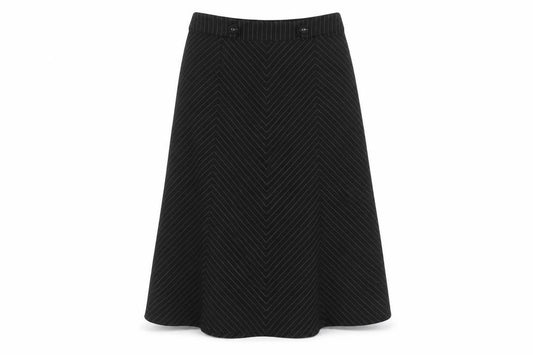 Volonté Women's Black A-Line Striped Midi Skirt Size 14