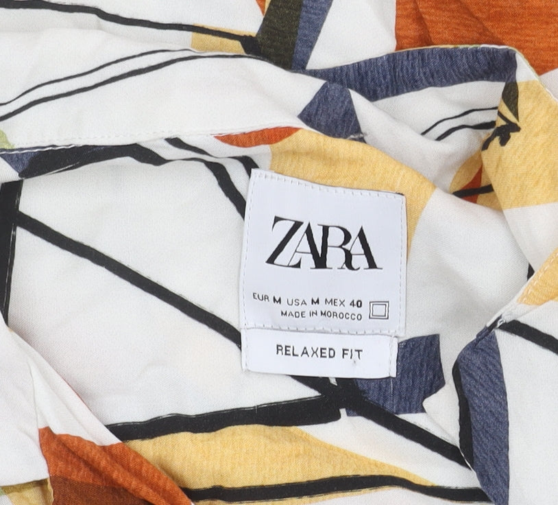 Zara Men's Multicoloured Geometric Shirt M