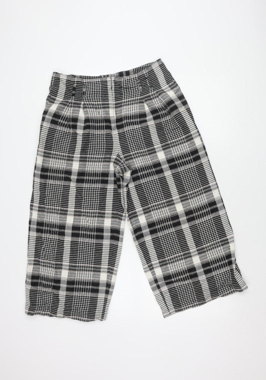Anthropologie Women's Black Plaid Cropped Trousers 10