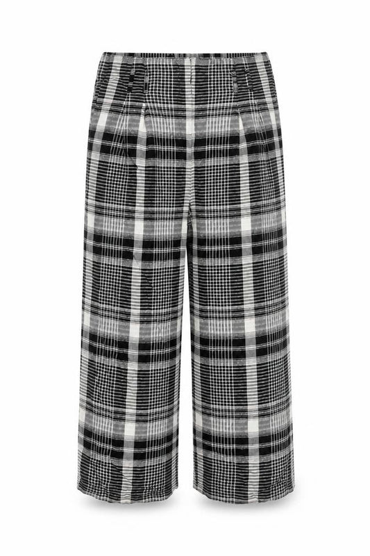 Anthropologie Women's Black Plaid Cropped Trousers 10