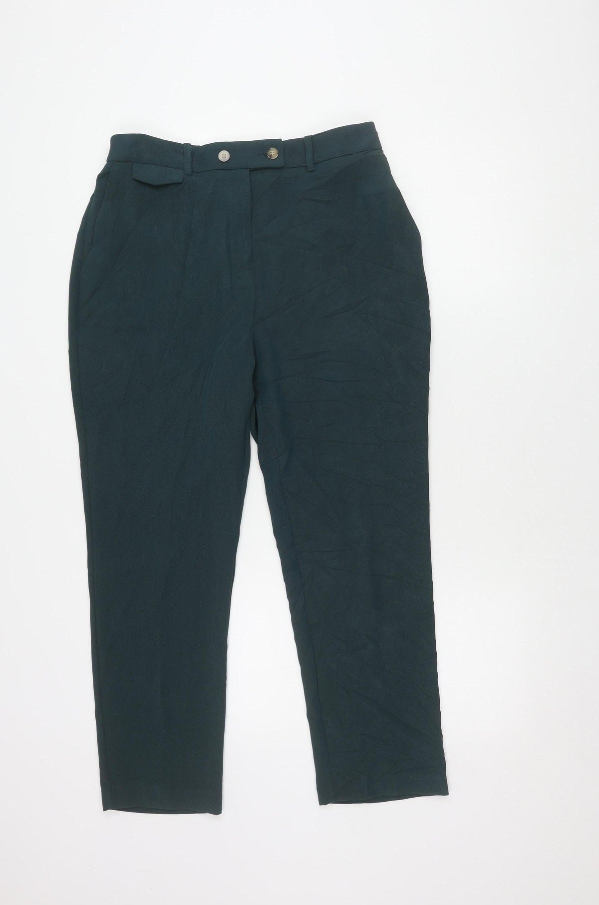 Next Women's Green Trousers Size 12 with Button Closure