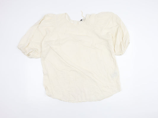 Next Women's Ivory Puff Sleeve Top Size 20