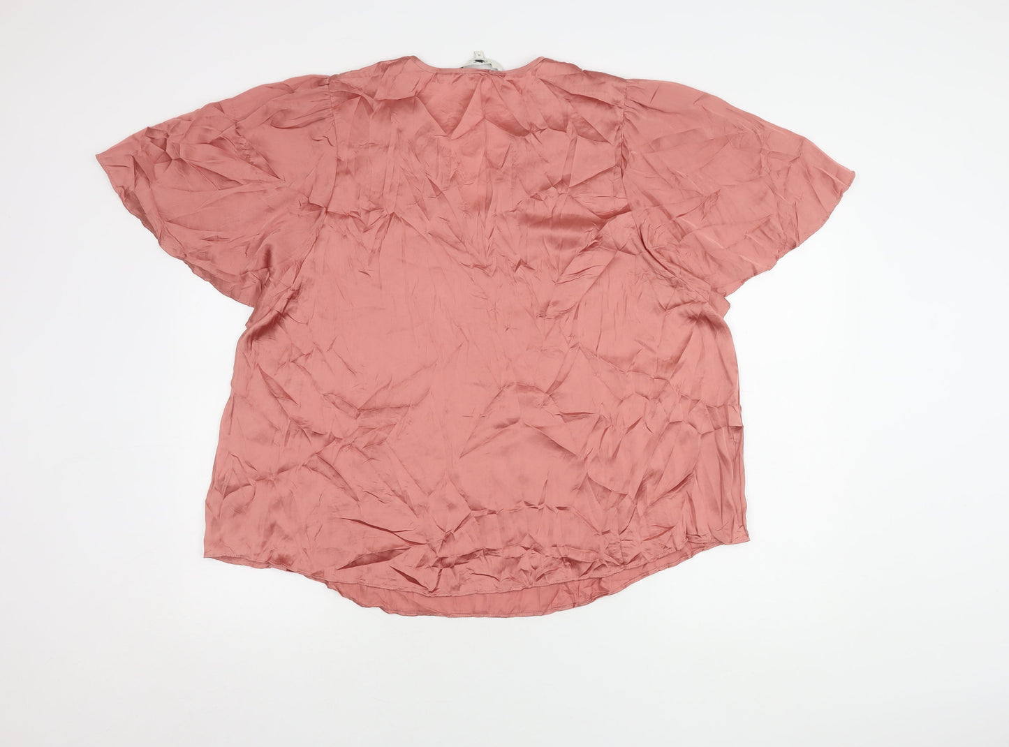 Next Women's Pink V-Neck Top, Size 16, Polyester