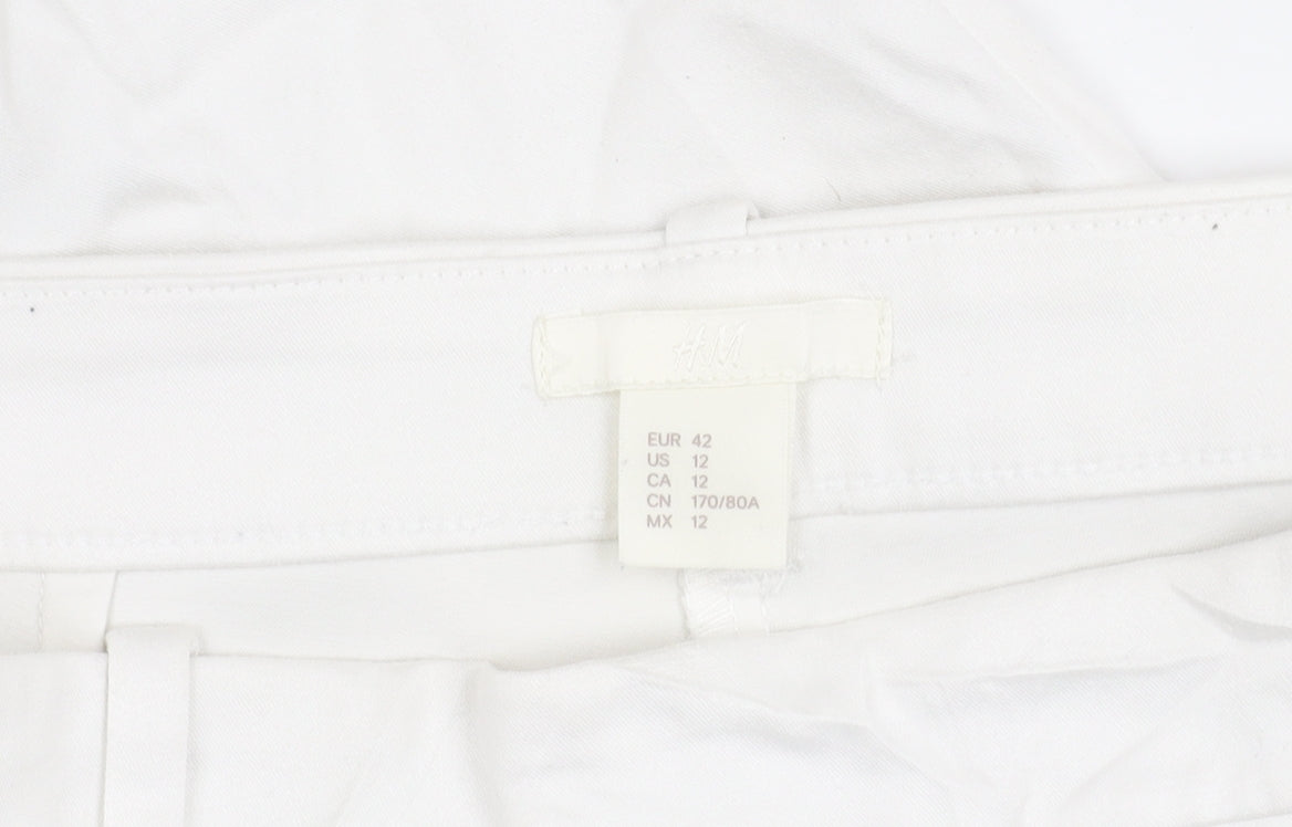 H&M Women's White Trousers, Size 14, Skinny Fit