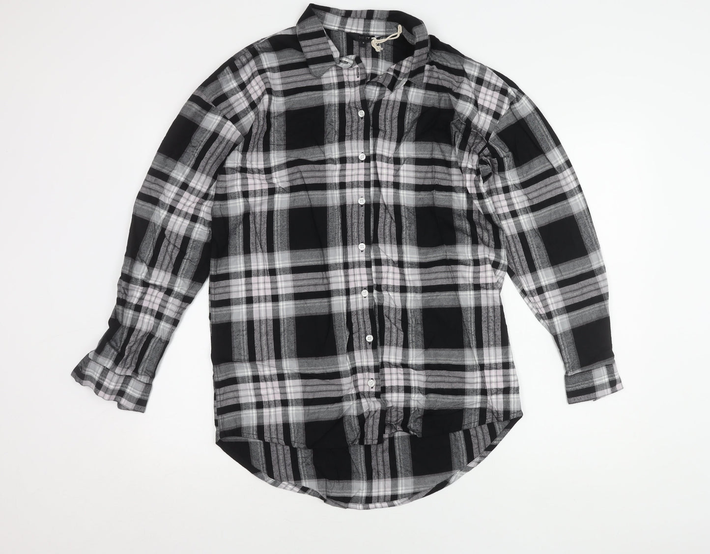 Next Women's Black Check Button-Up Shirt Size 10