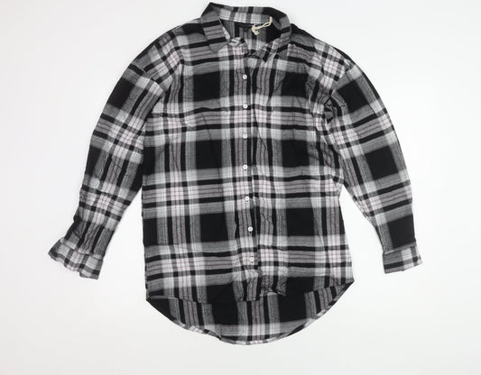 Next Women's Black Check Button-Up Shirt Size 10