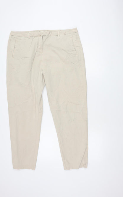 Additional front view of Marks & Spencer Men's Beige Chino Trousers, size 18
