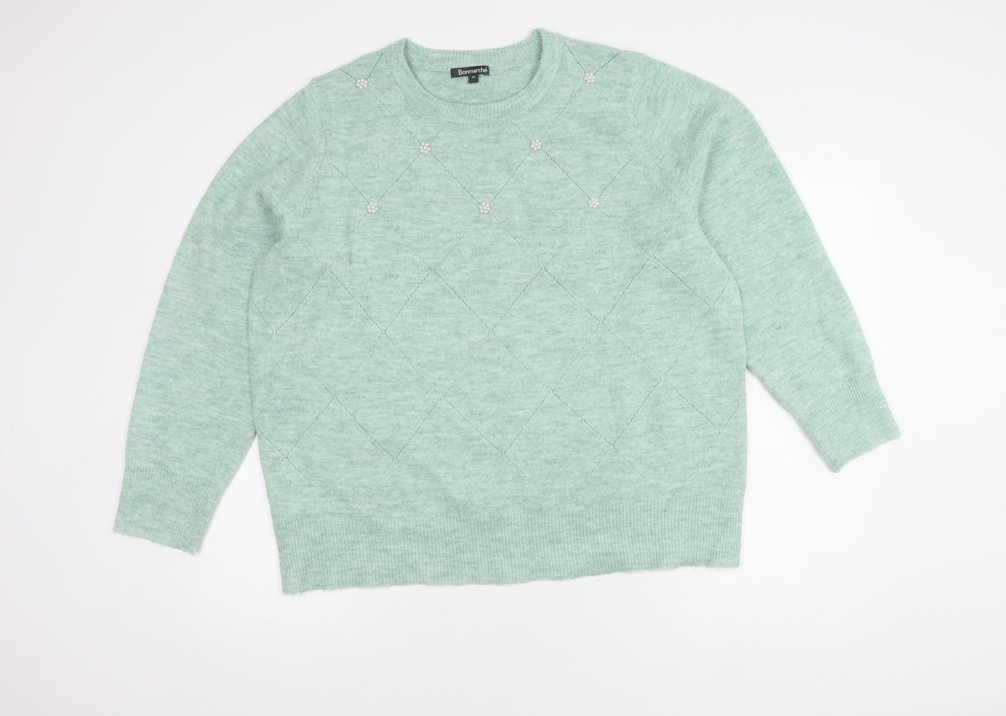 Bonmarché Women's Green Pullover, Size 20, Beaded Accents