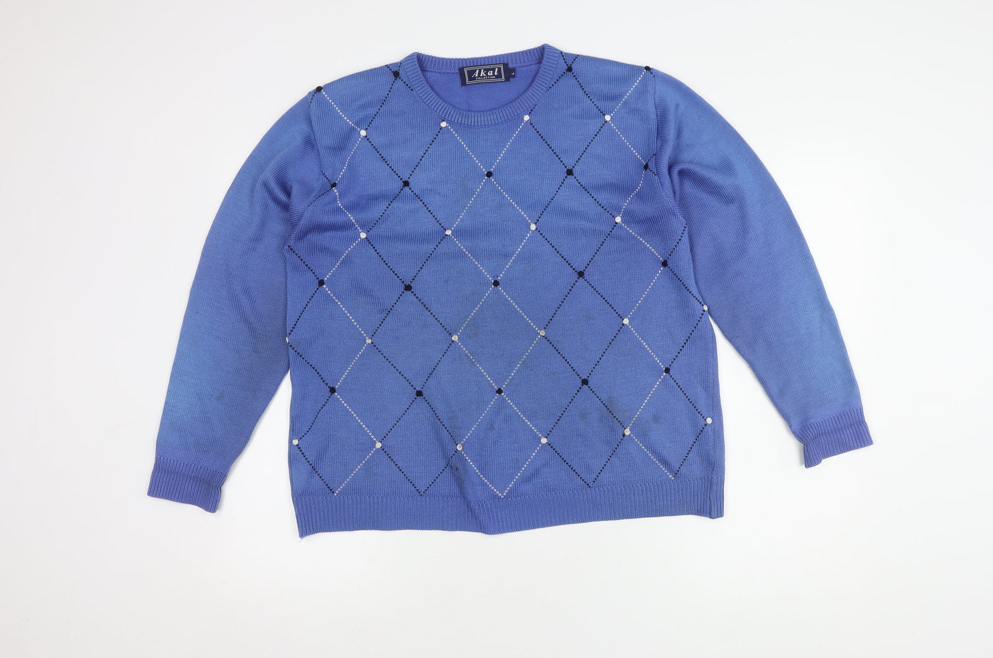 Akal Collection Blue Argyle Women's Pullover Jumper L