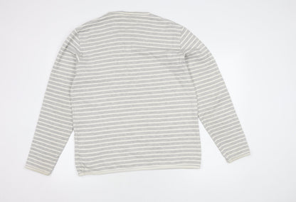 Next Women's Grey Striped Cotton Jumper, L