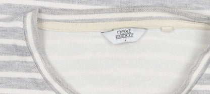 Next Women's Grey Striped Cotton Jumper, L