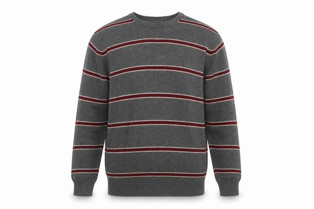 Maine Men's Grey Striped XL Pullover Jumper