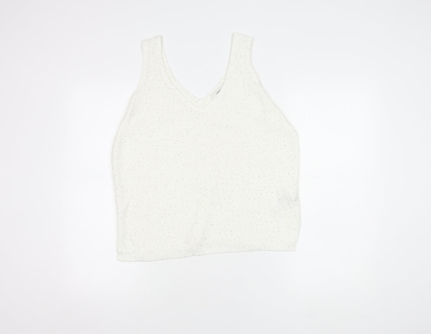 Marks and Spencer White Sequin Women's Tank - Size M