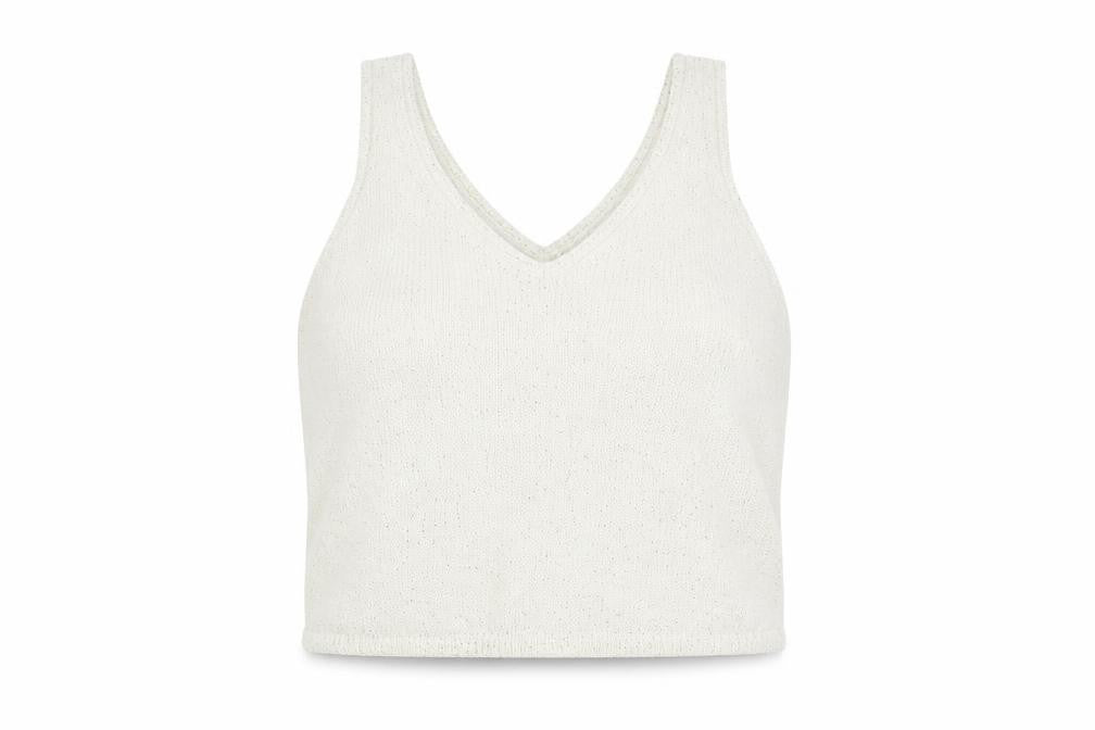 Marks & Spencer White Sequin Women's Tank - Size M