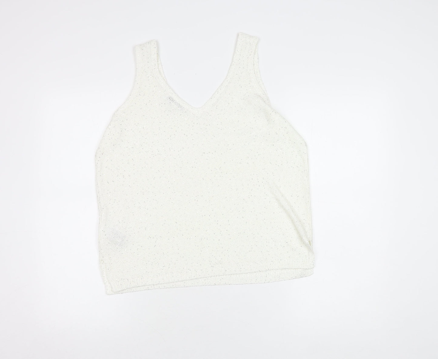 Marks and Spencer White Sequin Women's Tank - Size M
