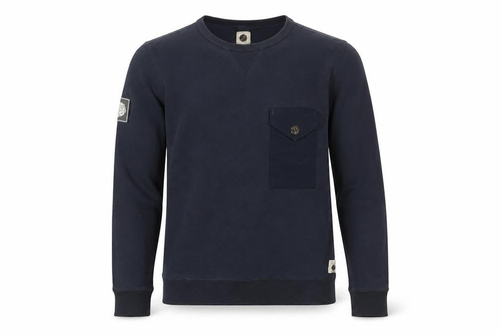 Pretty Green Men's Blue Pullover Sweatshirt S Logo Button