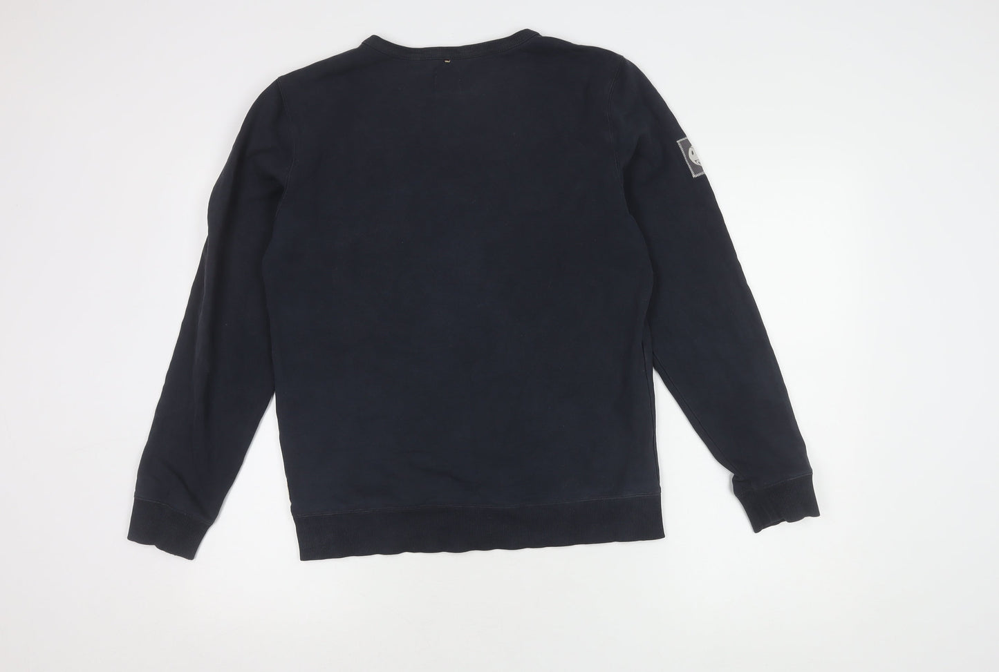 Pretty Green Men's Blue Pullover Sweatshirt S Logo Button