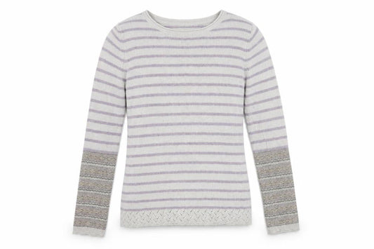 Beacon Cove Girls Striped Merino Wool Jumper Grey M