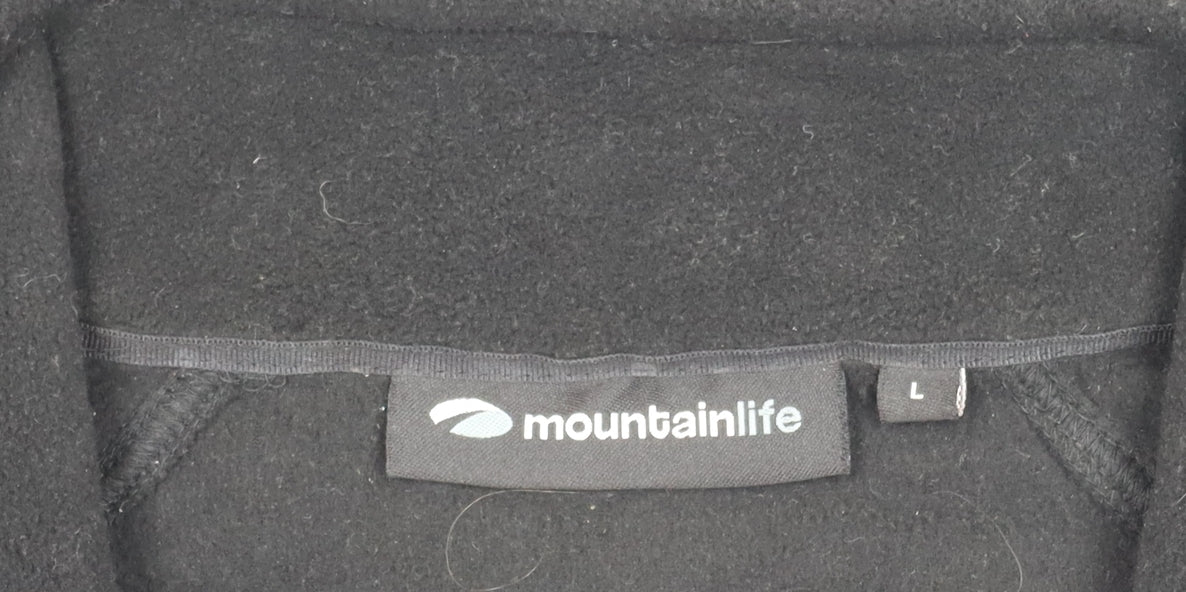 Mountainlife Men's Black Fleece Pullover Sweatshirt, L, 1/2 Zip