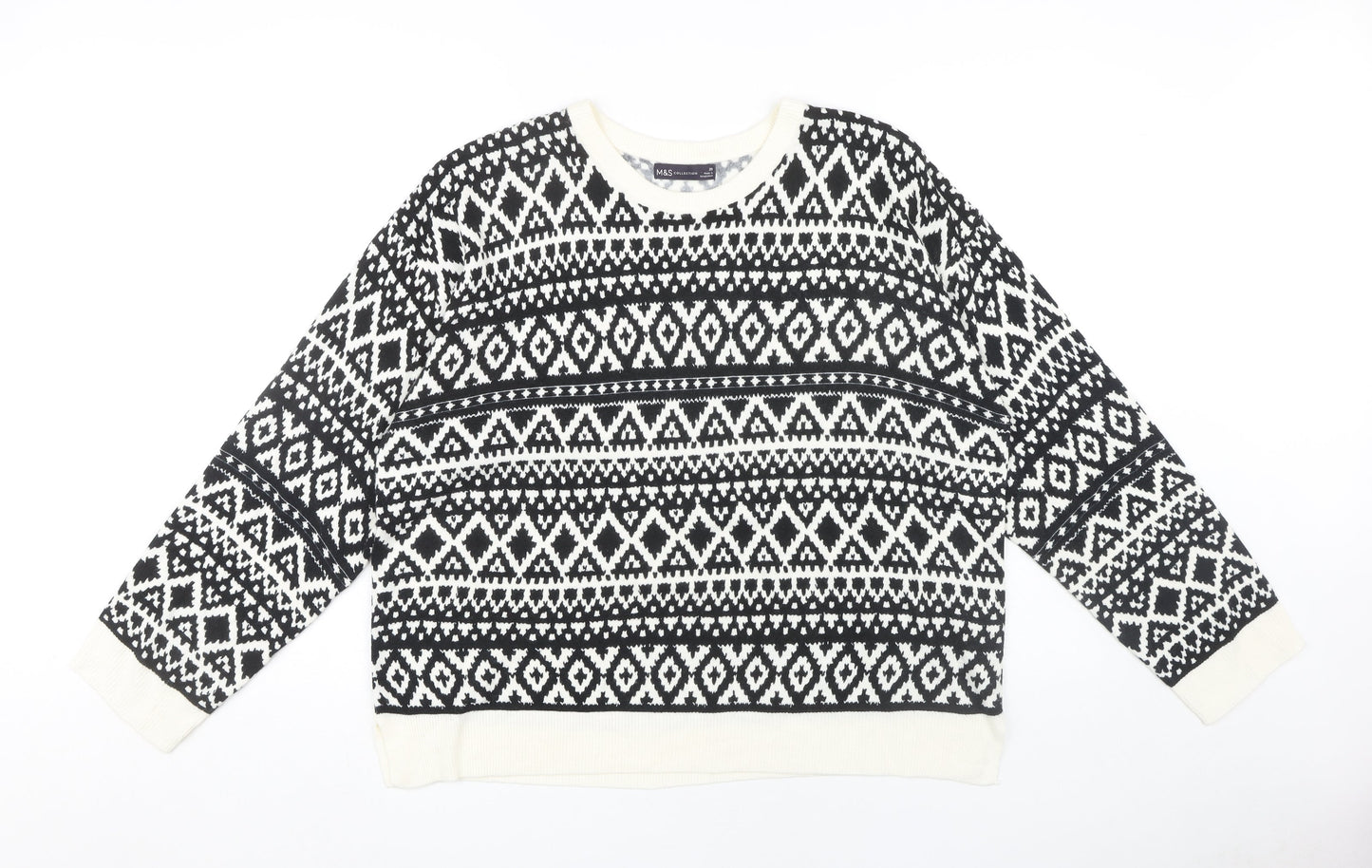 Marks and Spencer Women's Black Geometric Pullover Jumper Size 20
